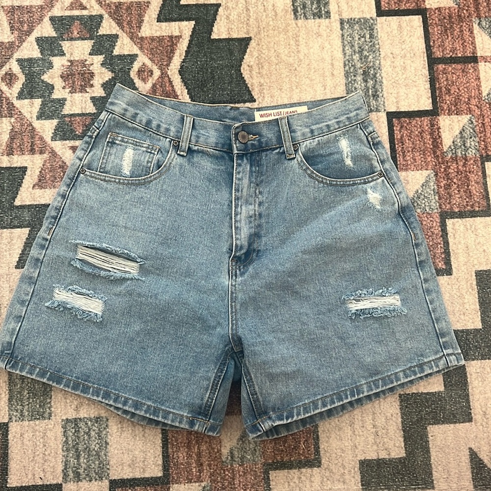 High-waisted denim shorts